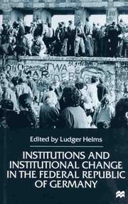Cover of: Institutions and Institutional Change in the Federal Republic of Germany