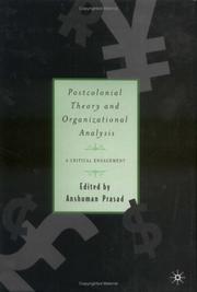 Cover of: Postcolonial Theory and Organizational Analysis by Anshuman Prasad