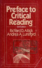 Cover of: Preface to critical reading by Richard Daniel Altick