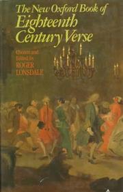 Cover of: The New Oxford book of eighteenth century verse by chosen and edited by Roger Lonsdale.