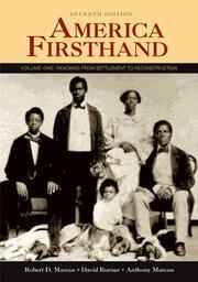 Cover of: America Firsthand: Volume One: Readings from Settlement to Reconstruction