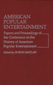 Cover of: American Popular Entertainment by Myron Matlaw