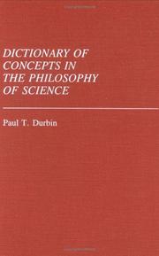 Cover of: Dictionary of concepts in the philosophy of science