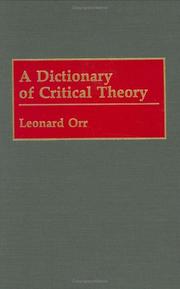 Cover of: A dictionary of critical theory