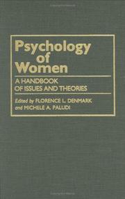 Cover of: Psychology of women by edited by Florence L. Denmark and Michele A. Paludi ; foreword by Leonore Loeb Adler.