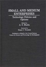 Cover of: Small and medium enterprises: technology policies and options