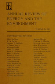Cover of: Annual Review of Energy and the Environment: 2001 (Annual Review of Environment and Resources)