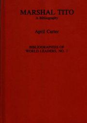 Cover of: Marshal Tito: A Bibliography (Bibliographies of World Leaders)