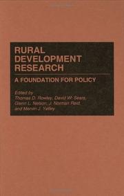 Cover of: Rural development research by edited by Thomas D. Rowley ... [et al.].