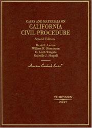 Cover of: California civil procedure: cases and materials