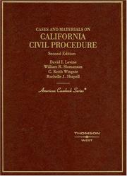 Cover of: Cases and Materials on California Civil Procedure, Second Edition (American Casebook Series)