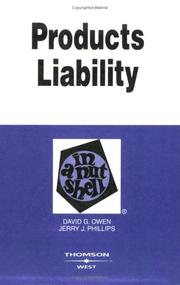 Cover of: Products liability in a nutshell