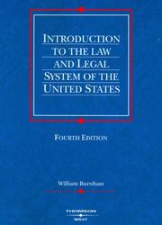 Cover of: Introduction to the Law And Legal System of the United States