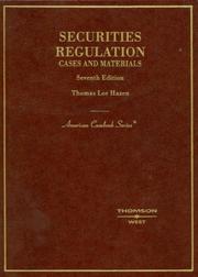 Cover of: Hazen's Securities Regulation: Cases and Materials, 7th Edition (American Casebook Series) (American Casebook Series)