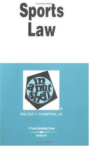 Cover of: Sports law in a nutshell