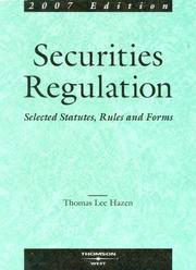 Cover of: Securities Regulation by Thomas Lee Hazen, David L. Ratner, Thomas Lee Hazen