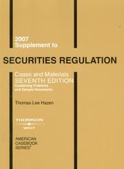 Cover of: Securities Regulation 2007 by Thomas Lee Hazen