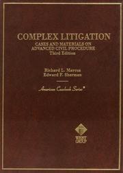 Cover of: Complex litigation | Richard L. Marcus