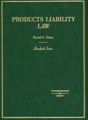 Cover of: Products liability law