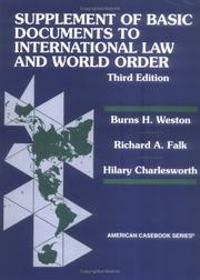 Cover of: Supplement of Basic Documents to International Law and World Order, Third Edition (American Casebook Series) (American Casebooks) by Burns H. Weston, Falk, Richard A., Hilary Charlesworth