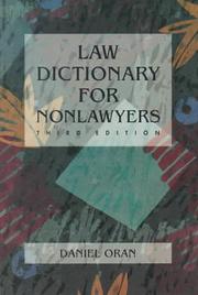 Cover of: Law dictionary for nonlawyers by Oran, Daniel.