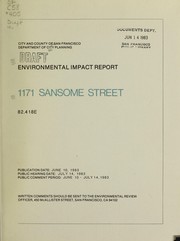 Cover of: 1171 Sansome Street: final environmental impact report