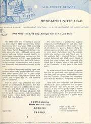 Cover of: 1962 forest tree seed crop averages fair in the Lake States