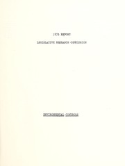Cover of: 1973 report of the Legislative Research Commission to the General Assembly of North Carolina: environmental problems