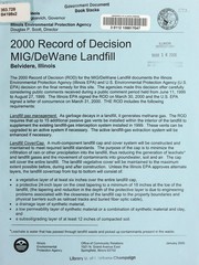 Cover of: 2000 record of decision: MIG/DeWane Landfill, Belvidere, Illinois