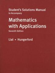 Cover of: Student Solution Manual To Accompany Mathematics with Application by Margaret L. Lial