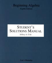 Cover of: Beginning Algebra Student's Solutions Manual