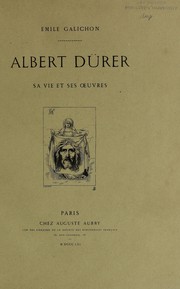 Cover of: Albrecht Dürer: sa vie et ses oeuvres