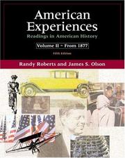 Cover of: American experiences by [edited by] Randy Roberts, James S. Olson.