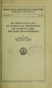 Cover of: An annotated list of literature references on garment sizes and body measurements by O'Brien, Ruth