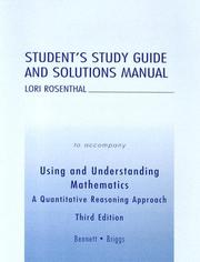 Cover of: Student's Study Guide and Solutions Manual to Accompany Using and Understanding Mathematics: A Quantitative Reasoning Approach