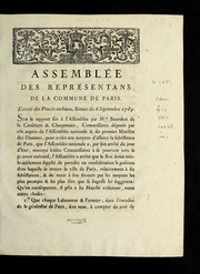 Cover of: Assemble e des repre sentans de la Commune de Paris: extrait des proce  s-verbaux, se ance du 6 septembre 1789