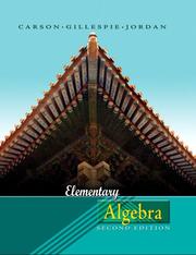 Cover of: Elementary Algebra (2nd Edition) (MathXL Tutorials on CD Series) by Tom Carson, Ellyn Gillespie, Bill E. Jordan