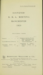 Cover of: Souvenir B.M.A. meeting Manchester 1929