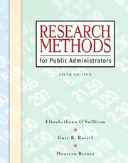 Cover of: Research Methods for Public Administrators (5th Edition) by Elizabethann O'Sullivan, Gary R. Rassel, Maureen Berner
