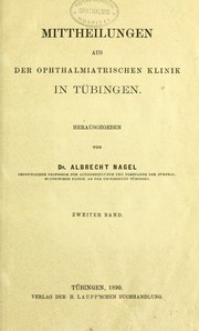 Cover of: Mittheilungen aus der Ophthalmiatrischen Klinik in TÃ¼bingen
