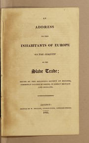 Cover of: An address to the inhabitants of Europe on the iniquity of the slave trade