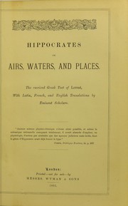 Cover of: Hippocrates on airs, waters, and places