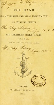 Cover of: The hand by Sir Charles Bell