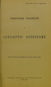 Cover of: On antiseptic osteotomy
