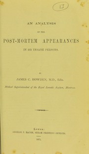Cover of: An analysis of the post-mortem appearances in 235 insane persons