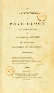 Cover of: The institutions of physiology