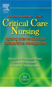 Cover of: Manual of Critical Care Nursing by Marianne Baird, Janet Keen, Pamela Swearingen