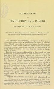 Cover of: Contribution to venesection as a remedy by Shand John