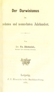 Cover of: Der Darwinismus im zehnten und neunzehnten Jahrhundert.