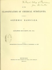Cover of: On the classification of chemical substances by means of generic radicals